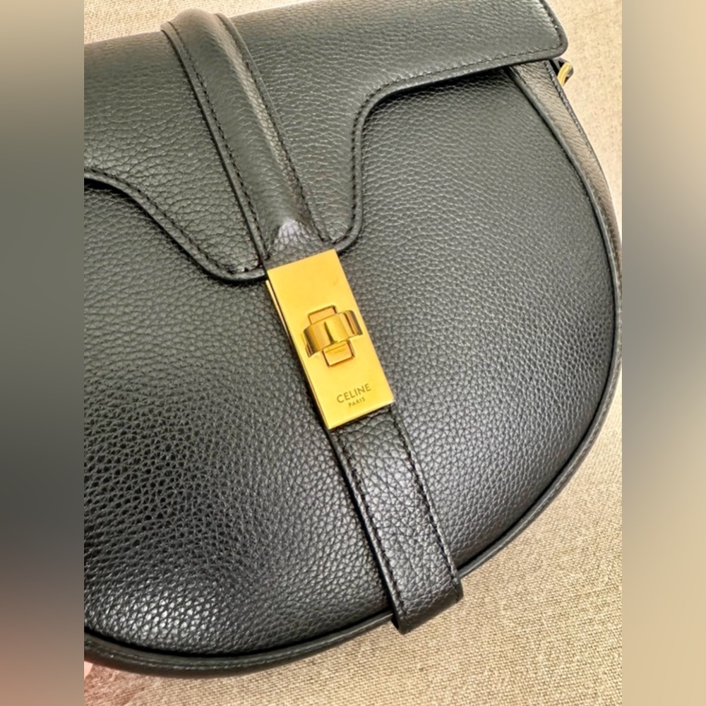 Celine Black Leather Crossbody Saddle Bag with Gold Hardware - Picture 4 of 6
